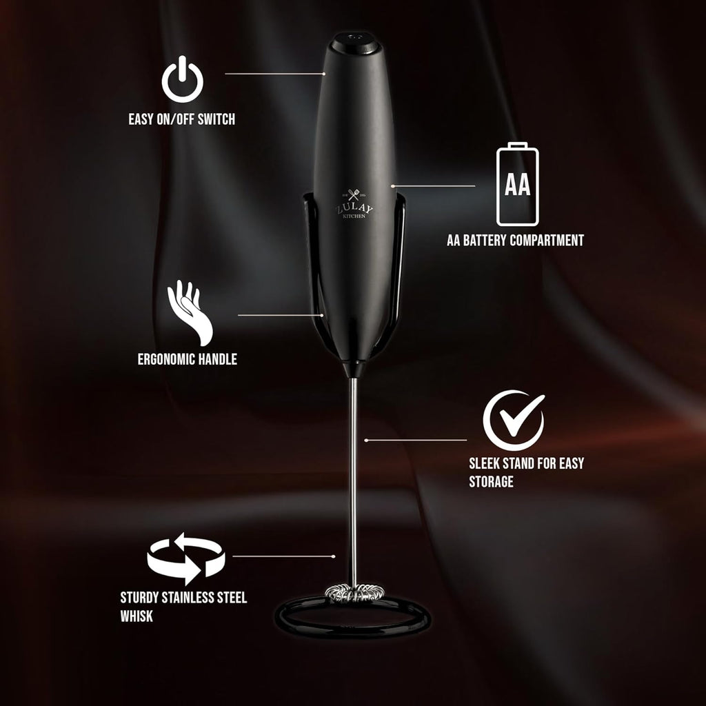Zulay Kitchen Milk Frother Wand - Upgraded Electric Foam Maker for Lattes & Cappuccinos - Perfect Coffee Gift