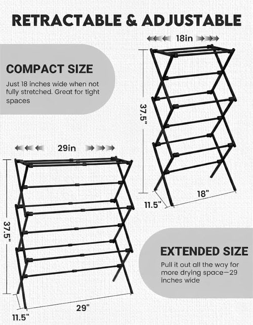 UNICCA 3-Tier Metal Folding Clothes Drying Rack, Laundry Drying Rack Clothing | Collapsible Dryer Racks for Laundry | Indoor & Outdoor,Black