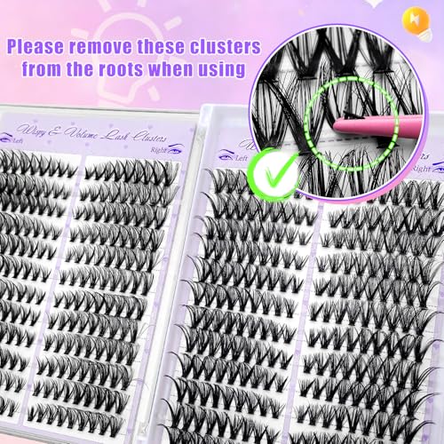 Holipet 432 Pcs DIY Lash Clusters Kit Wispy D Curl Extension Set