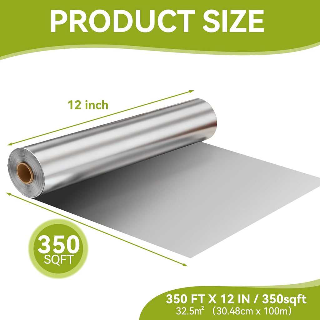 Aluminum Foil Roll - 12" x 350ft Heavy-Duty Food Safe Foil with Cutter | Ideal for Cooking & Baking