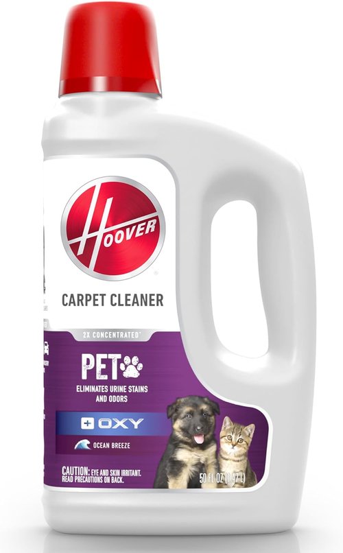 Hoover Oxy Pet Carpet Cleaner Solution - Deep Cleaning Shampoo, 50 oz., Ocean Breeze Scent, Eliminates Urine Stains