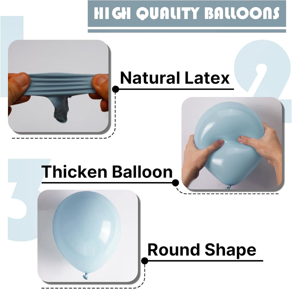 PartyWoo Dusty Blue Balloons - 101pcs 12 Inch Aqua Latex Helium Balloons for Weddings & Celebrations