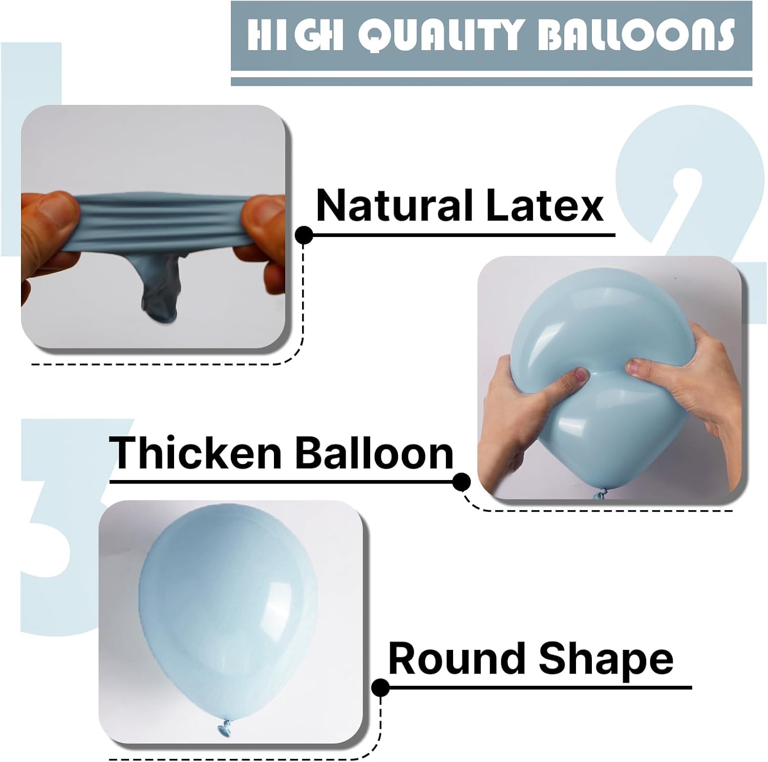 PartyWoo Dusty Blue Balloons - 101pcs 12 Inch Aqua Latex Helium Balloons for Weddings & Celebrations
