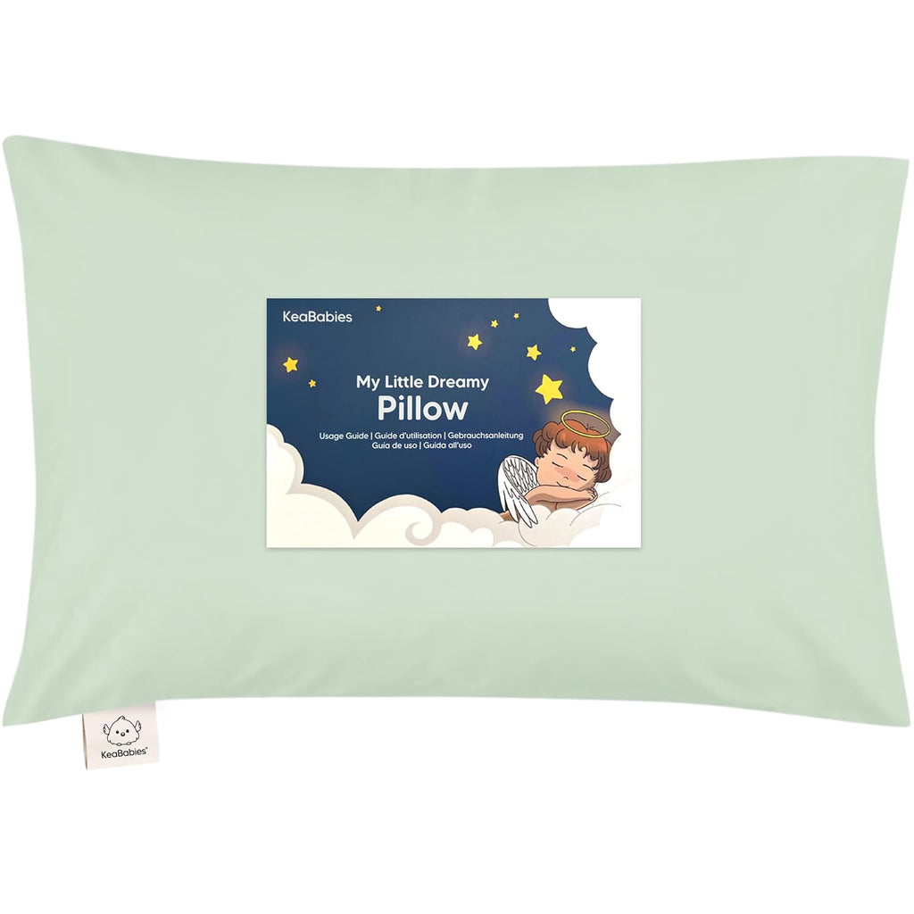 My Little Dreamy Toddler Pillow - Organic Cotton Travel Bed Pillow with Soft Pillowcase | 13x18, Machine Washable, Ideal for Ages 2-5 (Sage)