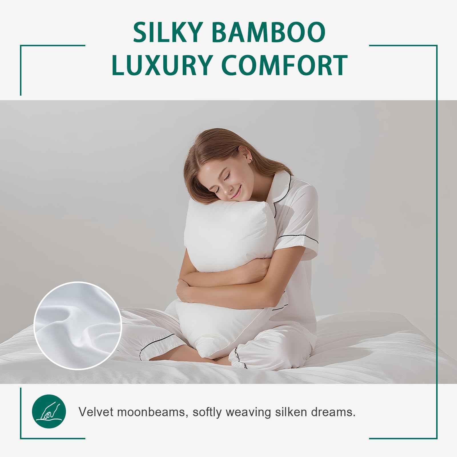 KUSNUG 100% Rayon Derived from Bamboo Sheets King Size, Organically Growth, Silky Soft & Cooling Sheet Set, 4 Piece (1 Fitted Sheet, 1 Flat Sheet and 2 Pillowcases) White Bedding Set with Deep Pocket