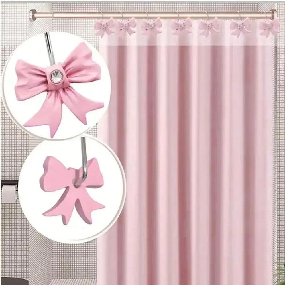 Skiennix Decorative Shower Curtain Hooks - Rust Resistant Bow Tie Design | Pack of 12 for Stylish Bathrooms