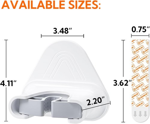 Hookay 10lbs Broom and Mop Grippers - Damage-Free Wall Hooks with 4 Hangers & 12 Adhesive Strips | Home Organization Solution