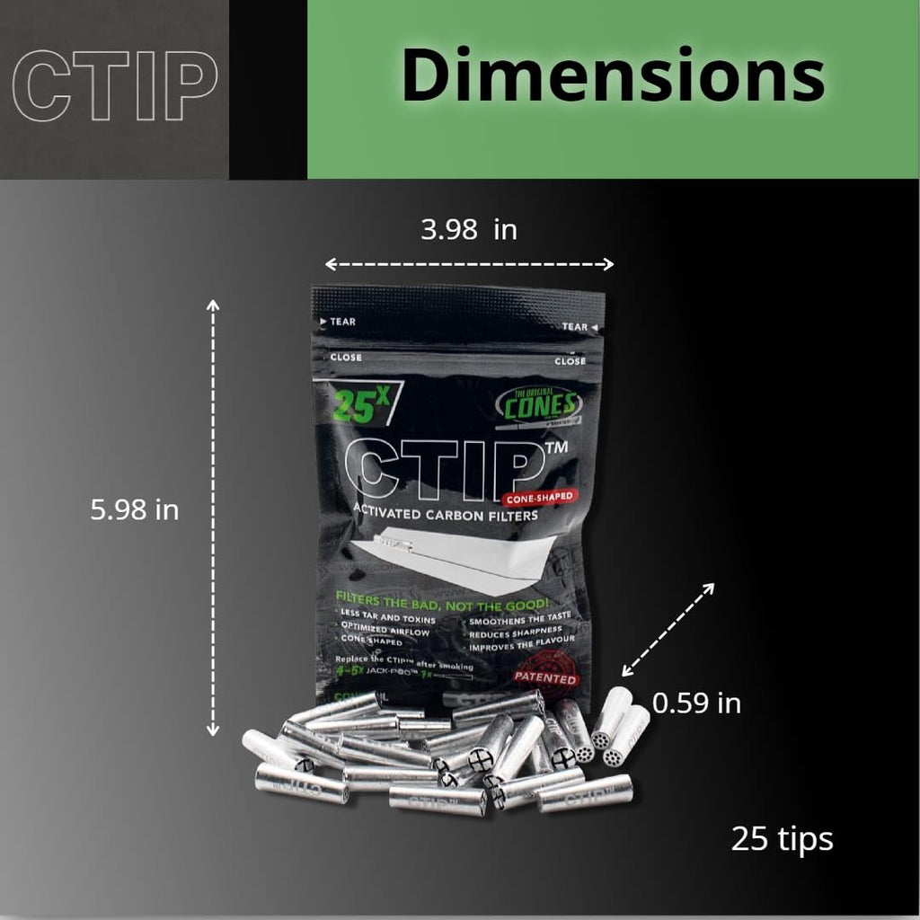 CTIP Cone-Shaped 25 Count Activated Carbon Filters - Aluminum Encased