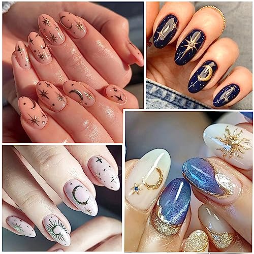 8 Sheets 3D Self-Adhesive Nail Art Stickers Holographic Moon Sun Decals