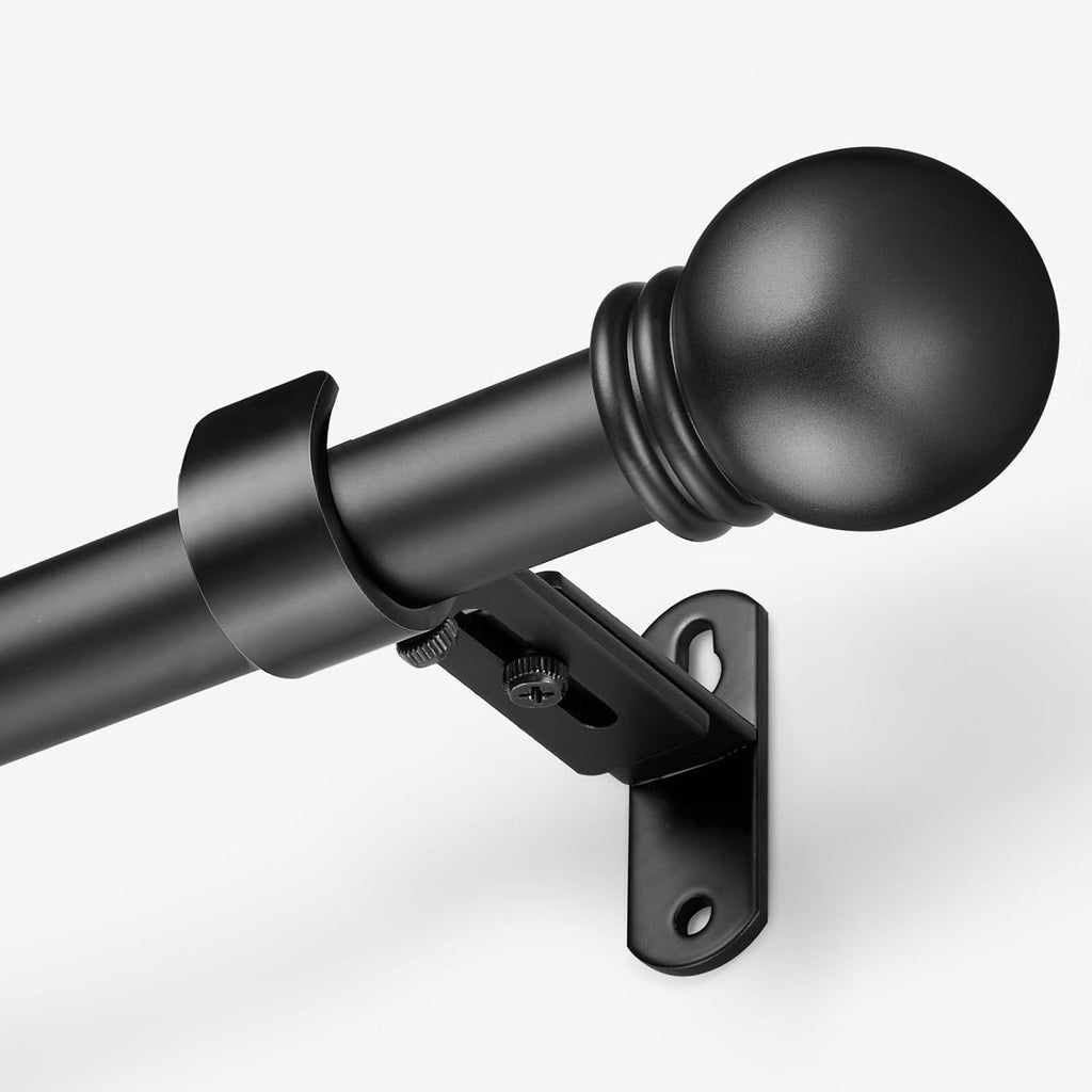 Skiennix Adjustable Curtain Rods for Windows 16 to 92 Inches - Max Length 104 Inches, Black Finish