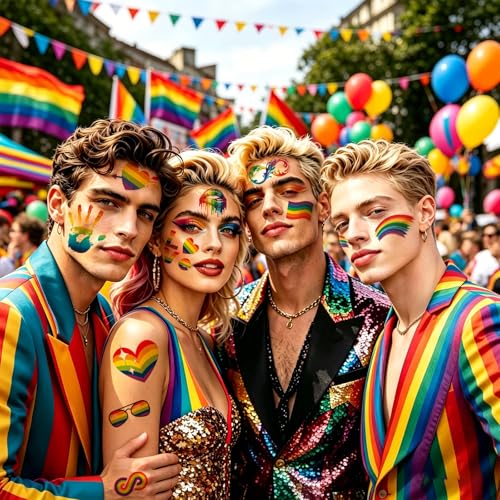 Pride Temporary Tattoos - 20 Sheets LGBT Rainbow Stickers for Adults