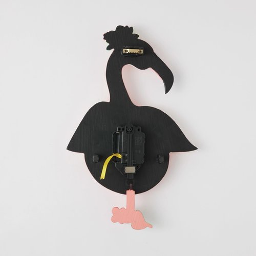 Enesco Allen Designs Pinky The Flamingo with Flowers Sculpted Pendulum Wall Clock, 11.61 Inch, Multicolor