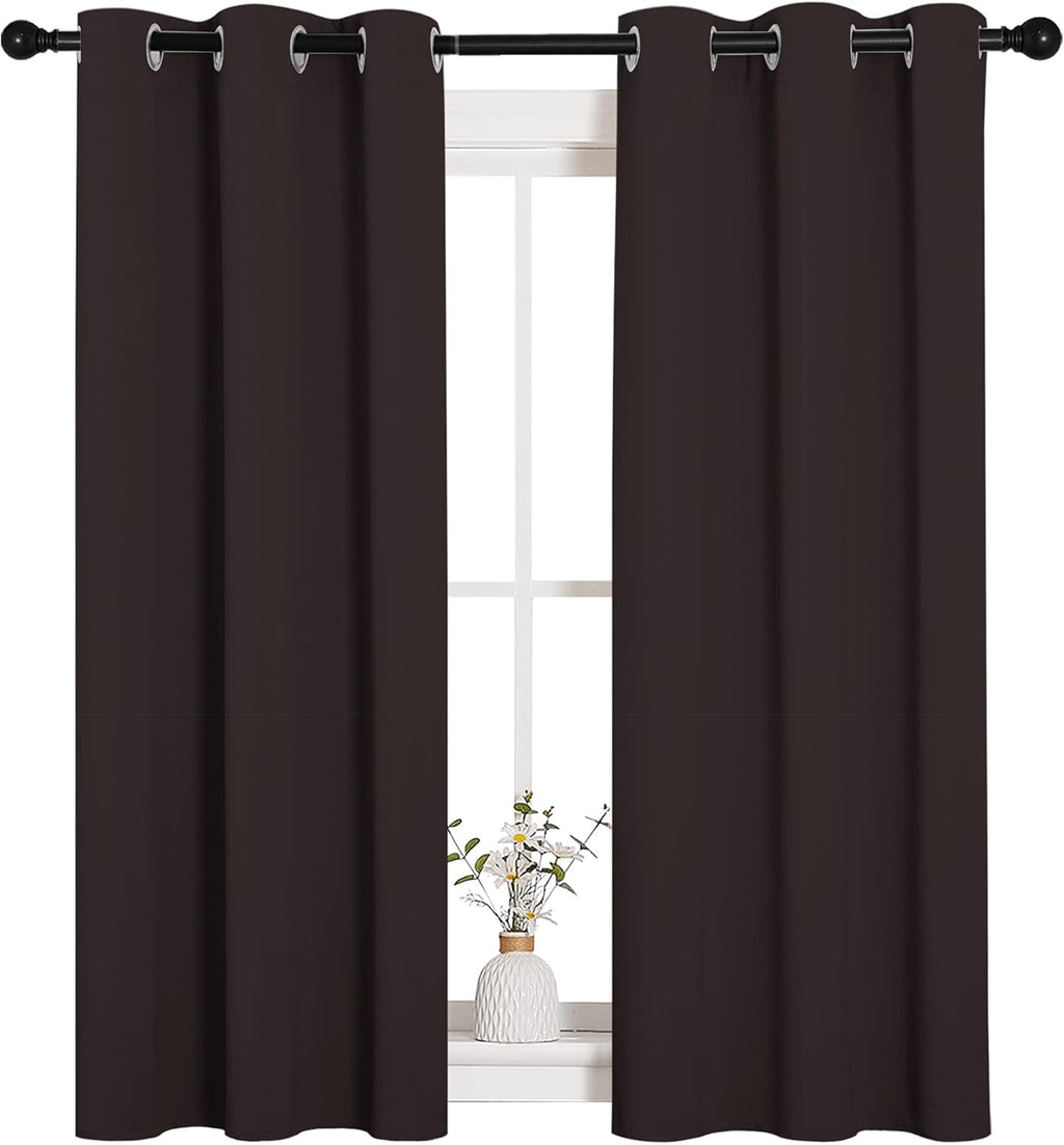 NICETOWN Room Darkening Curtains - Energy Smart Thermal Insulated Grommet Drapes | 2 Panels, 34"x54", Toffee Brown