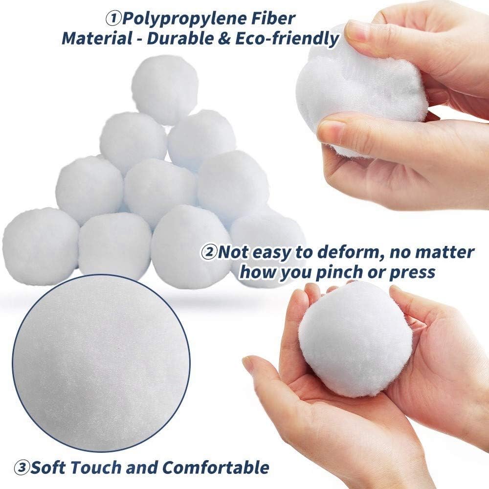 YBB 20 Pack Christmas Fake Snow Balls - 2 Inch Realistic Plush Balls for Winter Decor & Snow Games