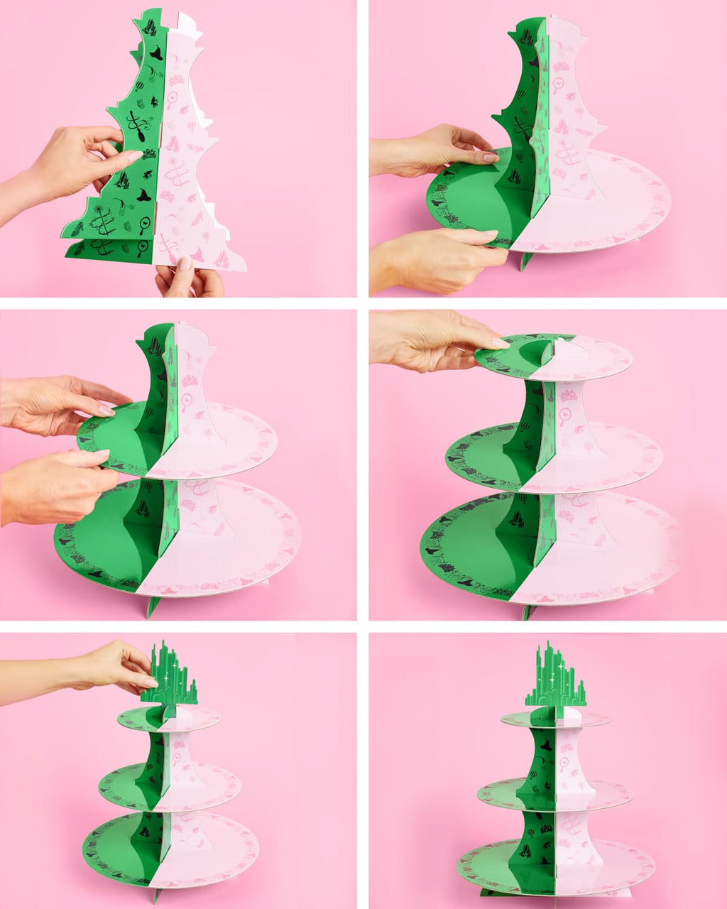 xo, Fetti Pink + Green Witch Cupcake Tower, 3 Tiers | Birthday Display Decorations, Kids Wizard Decor, Girls Cake Stand, Bachelorette Party Dessert Table