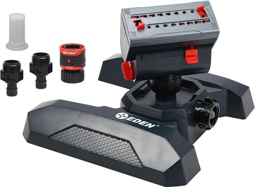 Eden 95124 Adjustable 4-Way Mini Turbo Oscillating Sprinkler - Covers Up to 4,069 Sq. Ft.