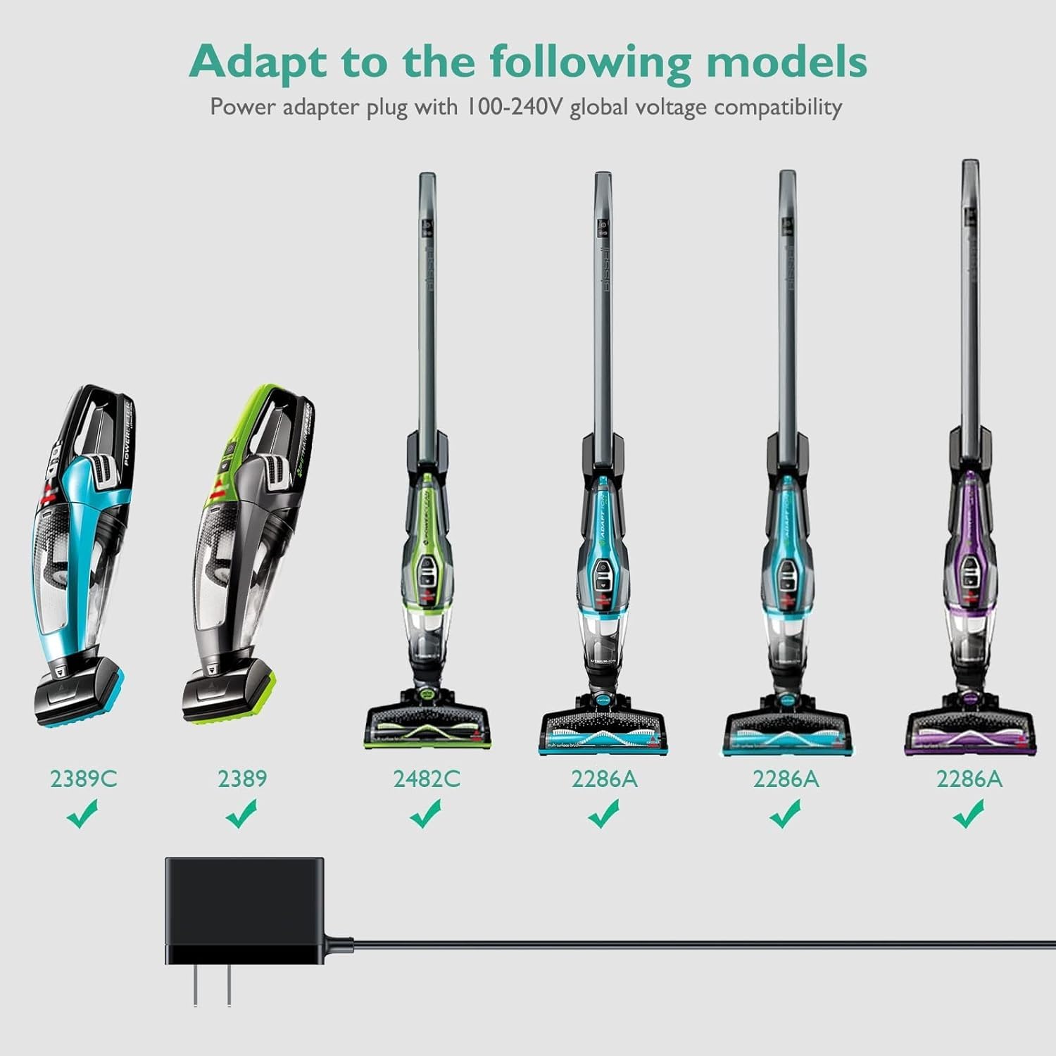 for Bissell Powerlifter Ion Pet Charger - Adapter Compatible with Bissell 2286 2286A 2389 2389C 22862 2482 Adapt Ion Pet 10.8V Lithium Ion 2 in 1 Cordless Stick Vacuum Replacement 1616326 1627037