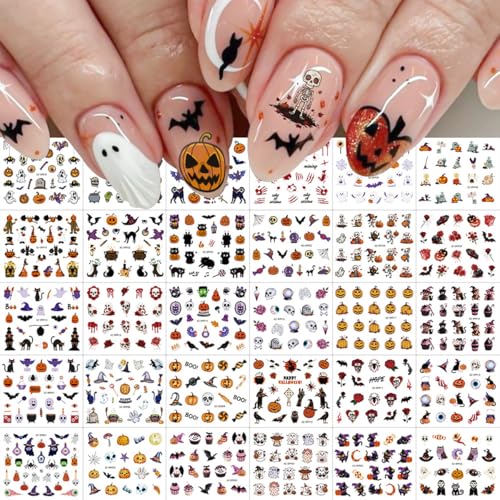 30 Sheets Halloween Nail Art Stickers 3D Self-Adhesive Gothic Decals