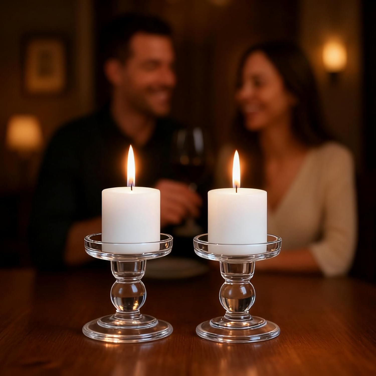 Regine Switzerland Glass Candle Holders - Elegant Pillar Candle Holder Set of 3 for Weddings | Home Decor