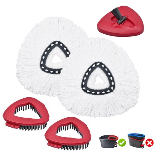 Mop Replace Head for O Cedar, Mop Heads Replacements for Ocedar, Spin Mop Replacement Head for Ocedar Easy Wring 1 Tank System, Include 2 Pack Spin Mop Refills & 2 Scrubber Mop Head & 1 Pack Mop Base