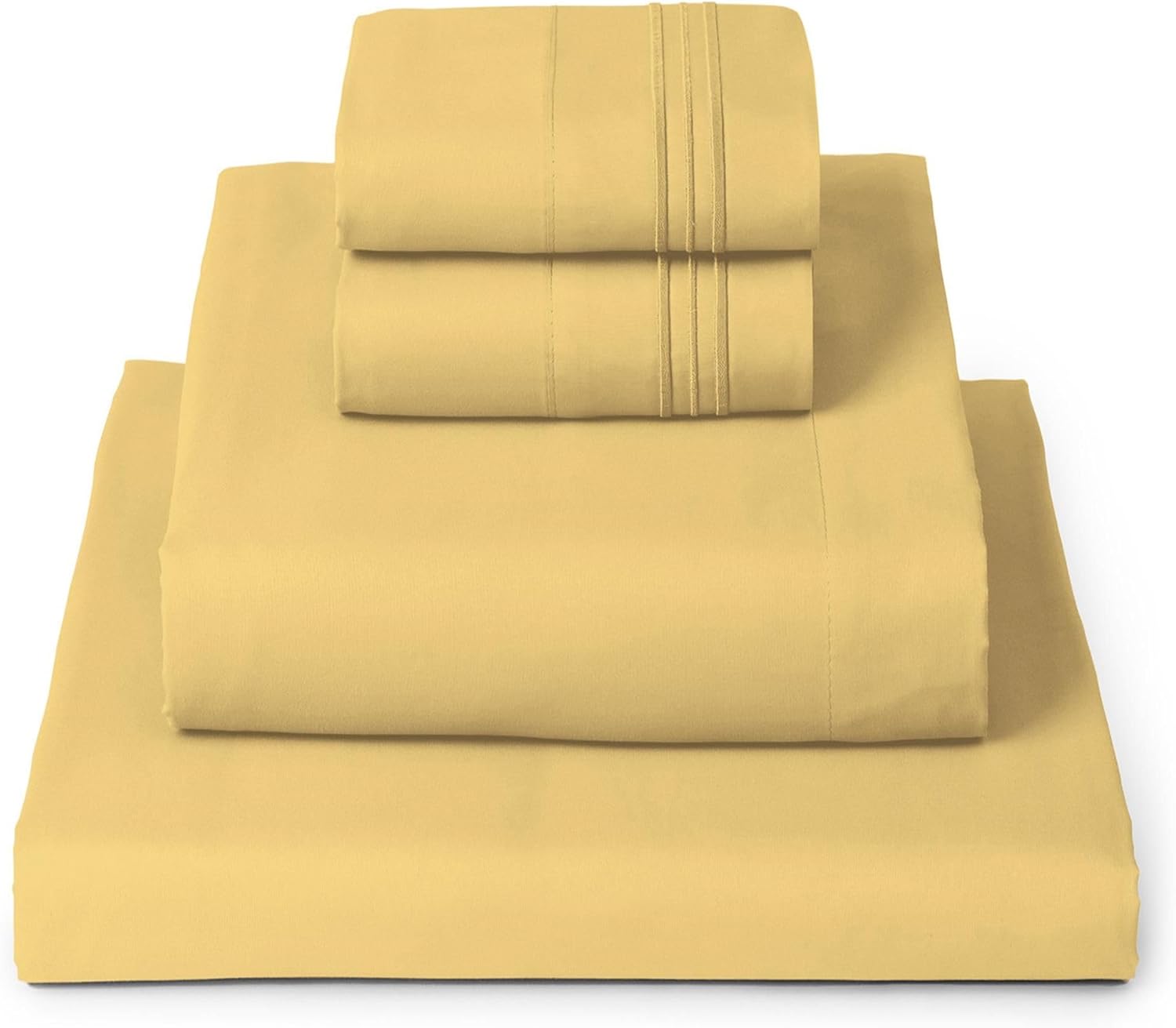 Mellanni California King Sheets Set - 4 PC Hotel Luxury Bedding | Extra Soft, Cooling, Wrinkle-Resistant (Cal King, Yellow)