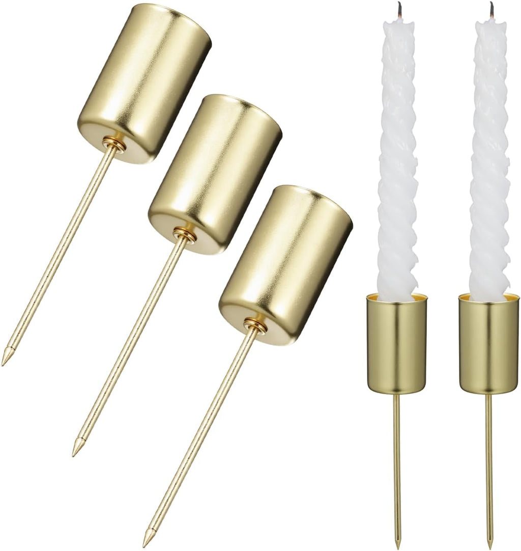 Veemoon Christmas Taper Candle Holders - Gold Iron Candlestick Inserts for DIY Centerpieces | 5PCS Set