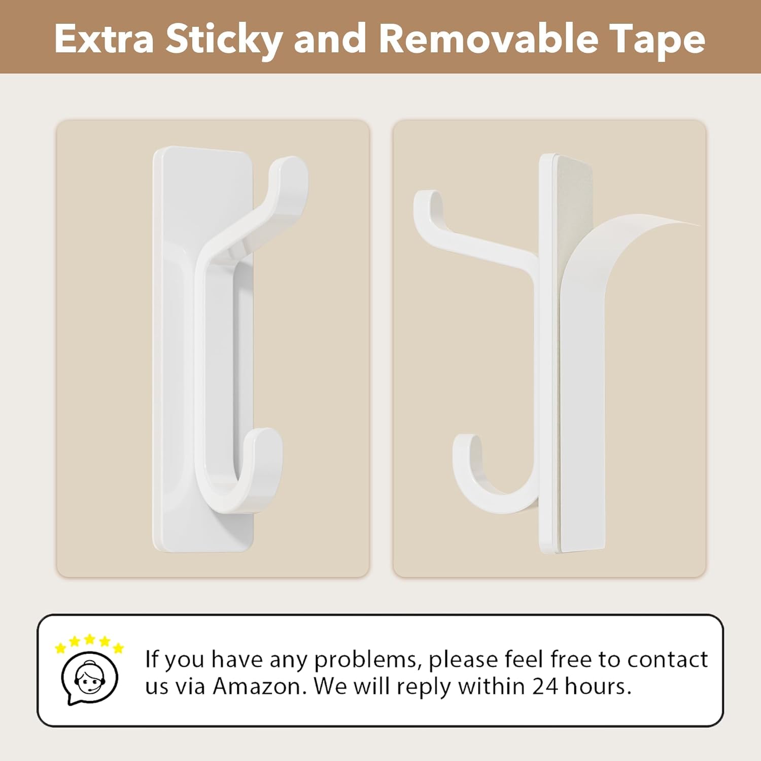 Pickpiff Wall Hooks - 13LB Strong Adhesive Coat & Towel Hangers | White 6-Pack for Easy Organization
