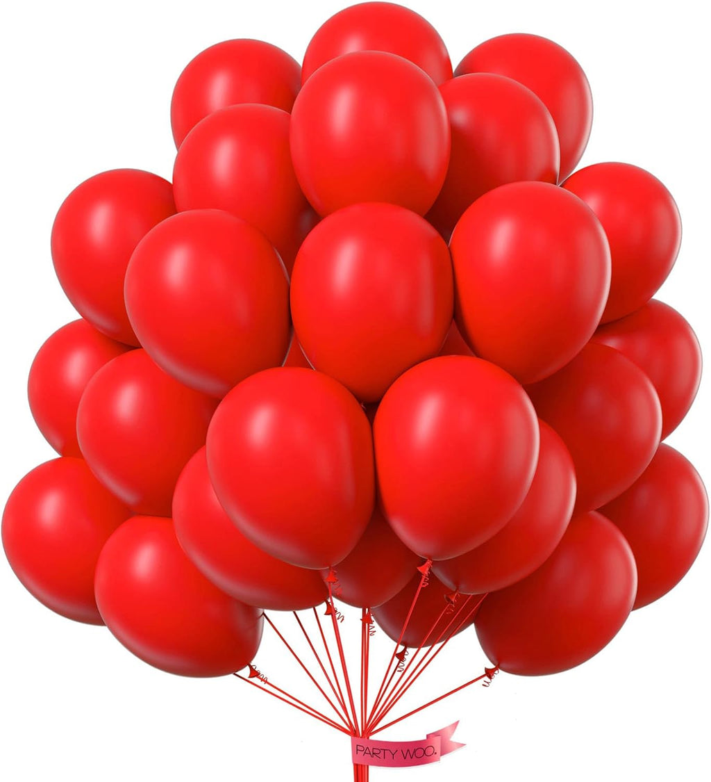 PartyWoo Red Helium Balloons - 100pcs 12 Inch for Birthday, Graduation & Celebrations