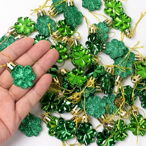 St. Patrick's Day Shamrock Ornament Set - 48pcs Clover Baubles