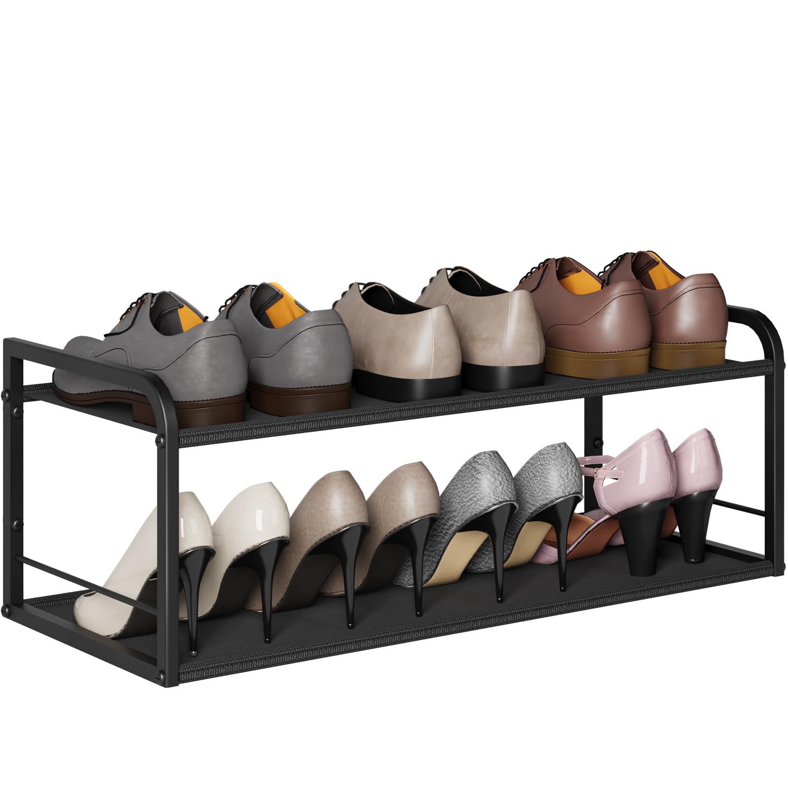NANAGIFTREE Wall Mounted Shoe Rack, Carbon Steel Shoe Organizer with Removable Oxford Cloth, Non-Slip Space-Saving for Entryway Closet Bedroom, Black