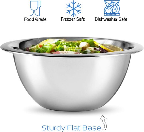 EATEX Stainless Steel Mixing Bowls - Set of 6 Nesting Bowls with Measuring Cups & Spoons | Ideal for Cooking & Baking