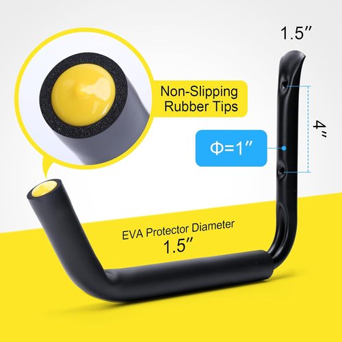 GEEDAR Heavy Duty Garage Storage Hooks - 15" Thickened Steel | 120 LB Capacity, 4-Pack for Kayaks, Ladders, Bikes
