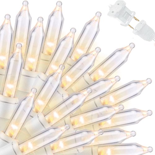 LAMPHOME Clear Christmas String Lights - 100 Count Waterproof Fairy Lights | 19.6ft White Wire for Indoor & Outdoor Decor