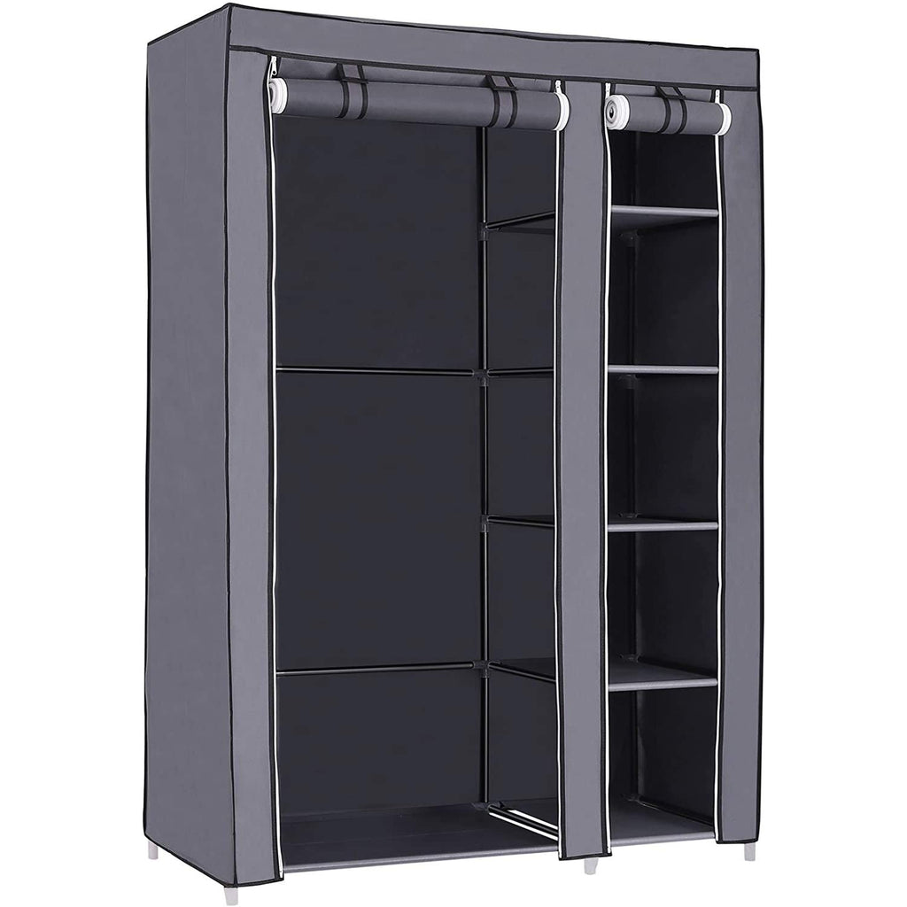 SONGMICS 43 Inch Portable Clothes Closet Wardrobe with Non-Woven Fabric and Hanging Rod Quick and Easy to Assemble Gray ULSF007G