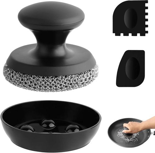 Cast Iron Scrubber | Chainmail Cleaner for Cast Iron Pans & Skillets - 316 Stainless Steel Mesh