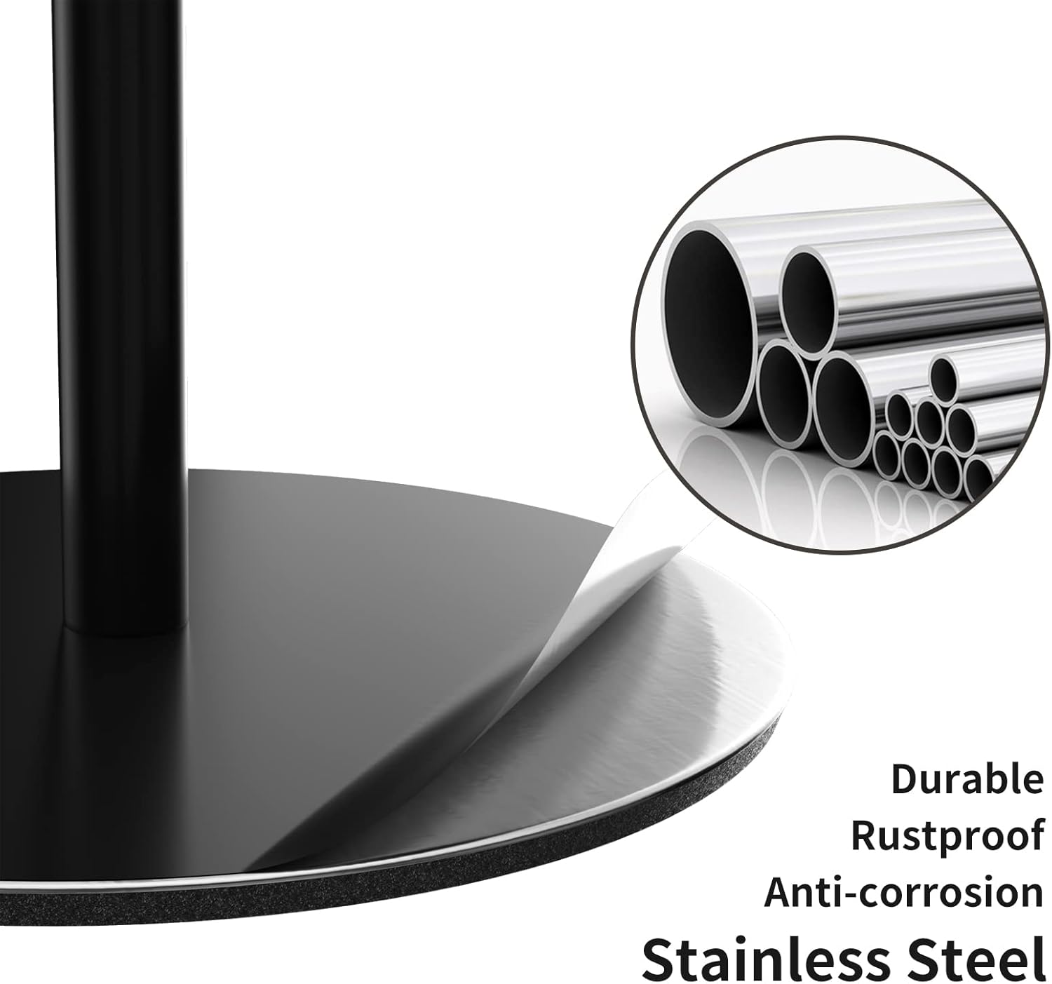 Skiennix Black Toilet Paper Holder Stand - Stainless Steel Free-Standing Dispenser for 4 Rolls