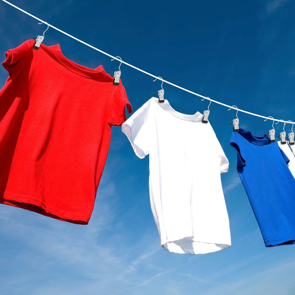 Skiennix 24 Pack Hanger Clips - Multi-Functional Laundry & Closet Hooks for Clothes, Socks, Hats & More