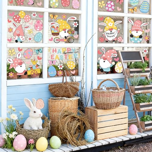LeeLoon 124 PCS Easter Window Clings Double-Sided Spring Glass Stickers