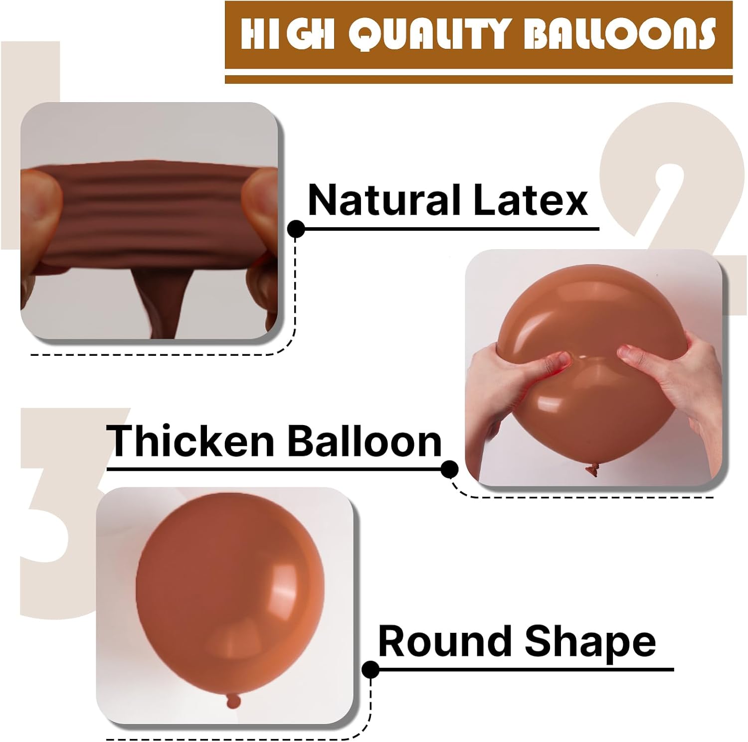 PartyWoo Dark Brown Balloons - 140-Piece Boho Neutral Balloon Arch Kit | 5-18 Inch for Birthday & Baby Shower Decor