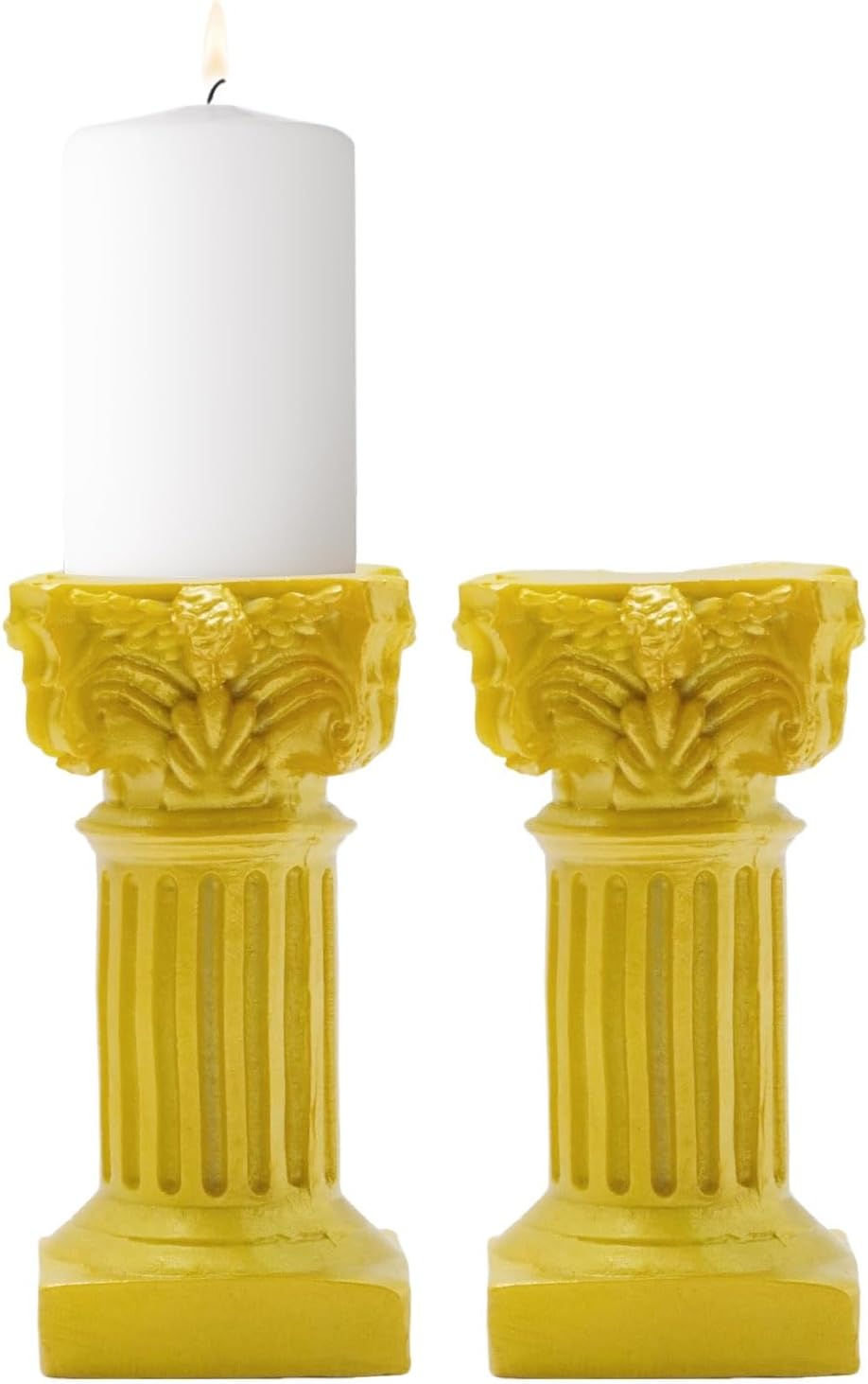 Saihisday Miniature Roman Pillar Columns - 5Pcs Resin Candle Holders for Wedding & Christmas Decor | Yellow