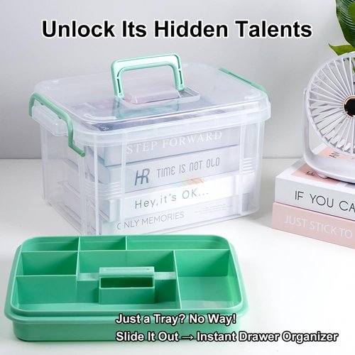 HEY FOLY 15qt Clear Medicine Organizer - Thickened Plastic Storage Box with Tray & Labels