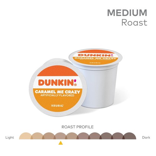 Dunkin' Caramel Me Crazy Coffee - 88 Flavored Keurig K-Cup Pods for Delicious Brews