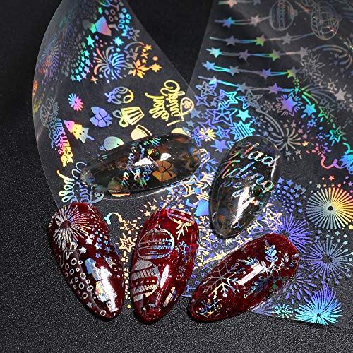 Snowflake Nail Foil Art, 3D Holographic Winter Art Transfer Foils
