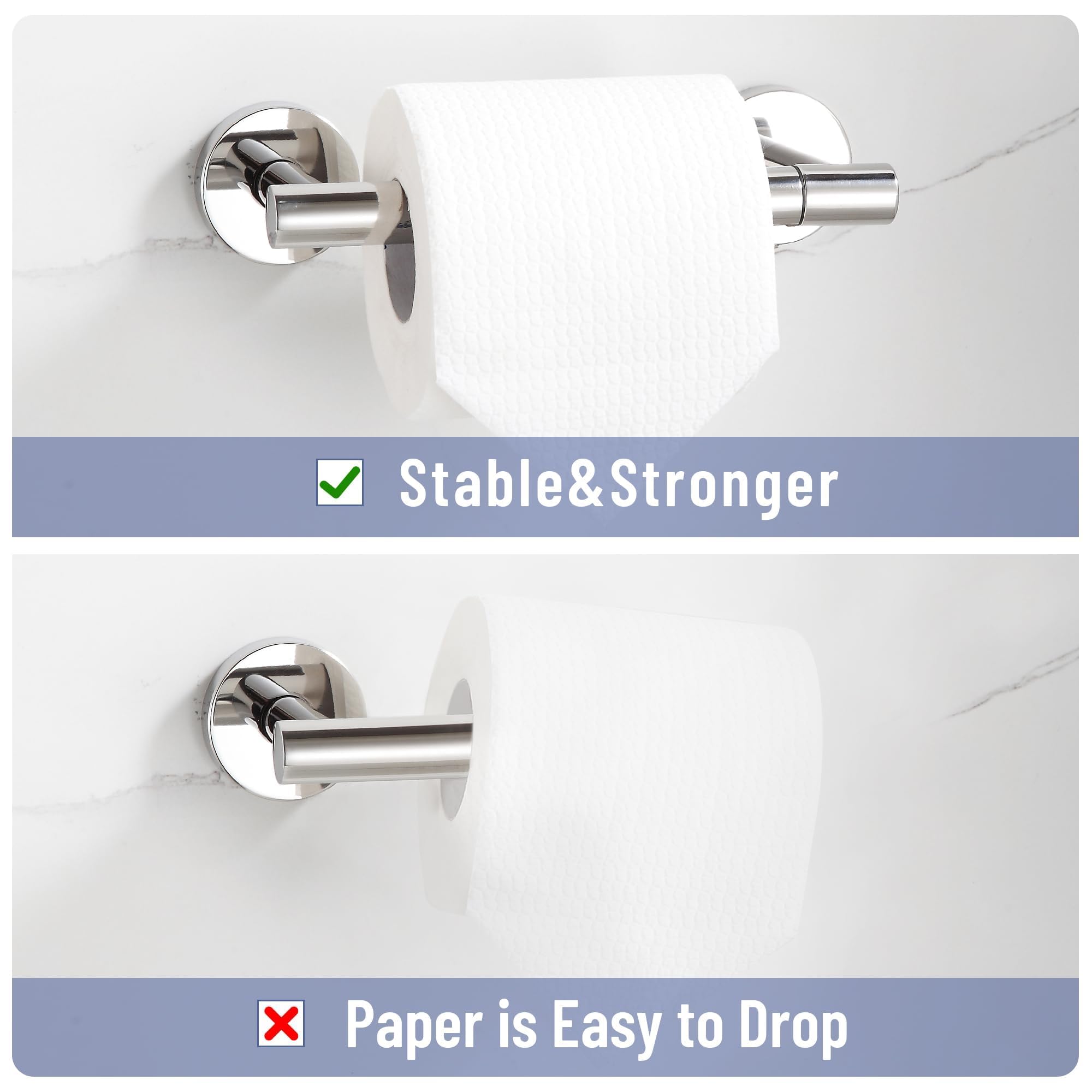 BVL Toilet Paper Holder Polished Chrome Wall Mount Stainless Steel 304 Large Mega Roll