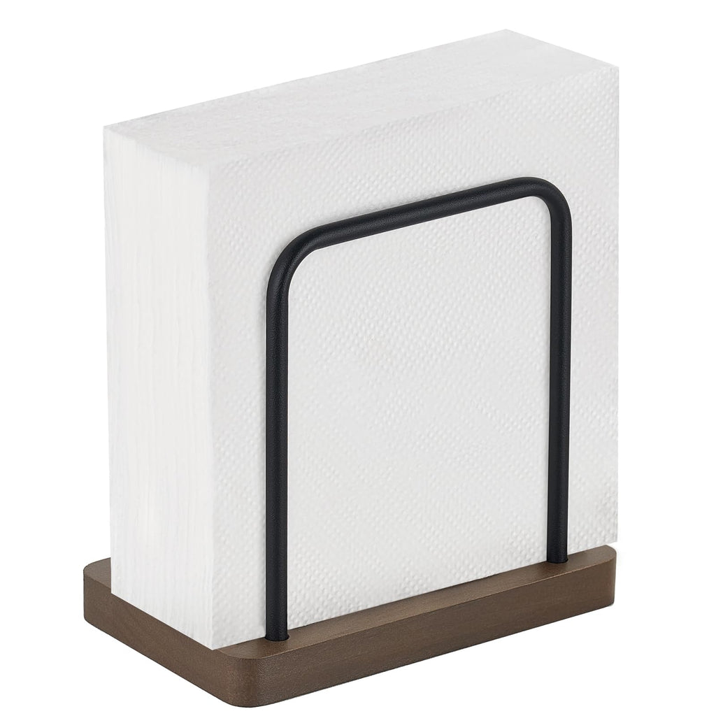 Mkono Napkin Holder for Table Wooden Paper Napkin Dispenser Servilletero for Kitchen Dining Room Cocktail Bar Party Outdoor, Brown