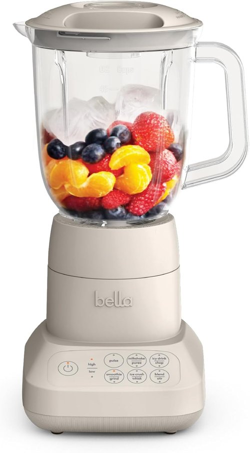 Bella 10-Speed Countertop Blender - Versatile Juicer & Smoothie Maker | 48oz Dishwasher Safe Pitcher, Stainless Steel Blade