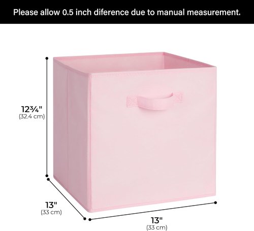 Cupic Cupid Storage Cubes - 6 Pack Collapsible Open Bins with Handles for Clothes & Toys | Pink 13x13