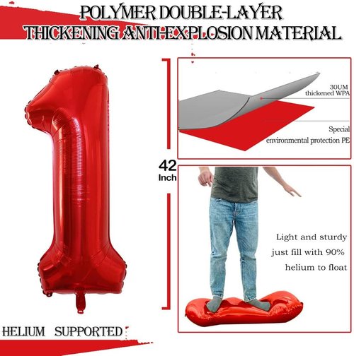 GOER Jumbo 42-Inch Number 18 Balloons - Sweet 18 Party Decorations | Red Foil Helium Balloons for 81st Birthday