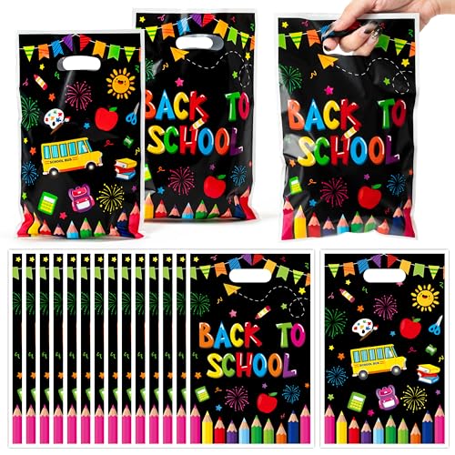 50 Pcs Back to School Party Favor Bags - Colorful Gift Bags