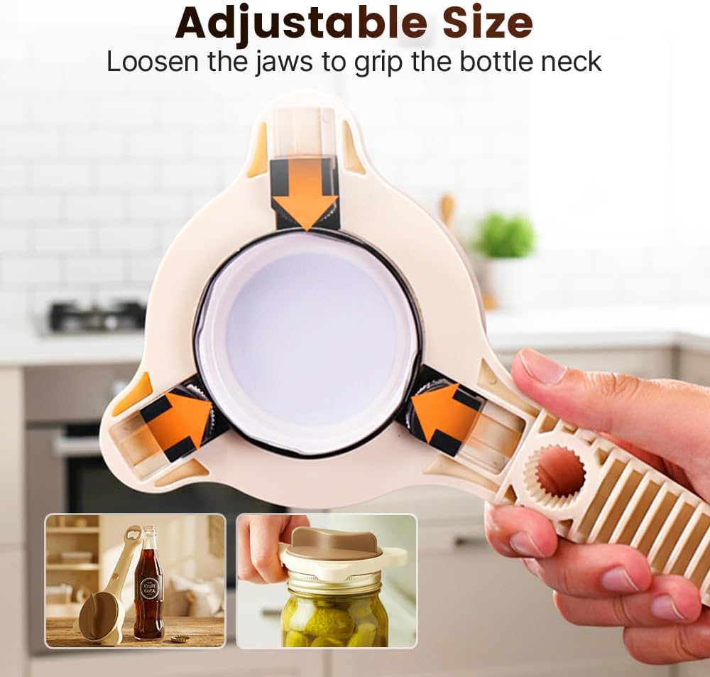 Skiennix Adjustable Stainless Steel Jar Opener - Multifunctional Lid Gripper for Weak Hands | Fits 1''-3.5''